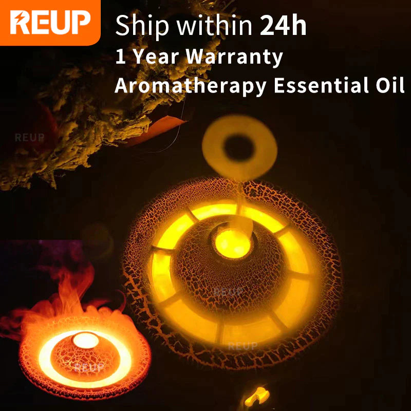 REUP Volcanic Flame Aroma Diffuser Essential Oil 360Ml Portable Air Humidifier with Cute Smoke Ring Night Light Lamp Fragrance